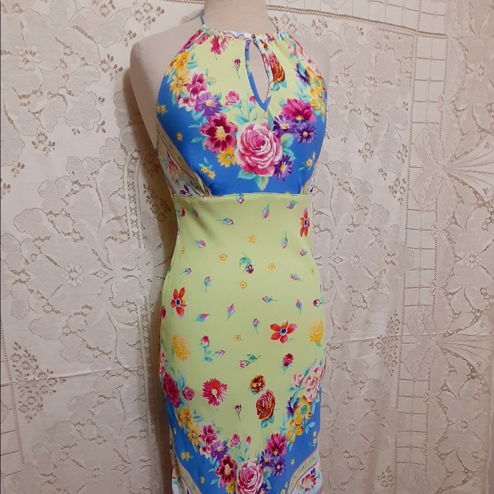 VTG AMERICAN ANGEL Chartreuse Scarf Dress